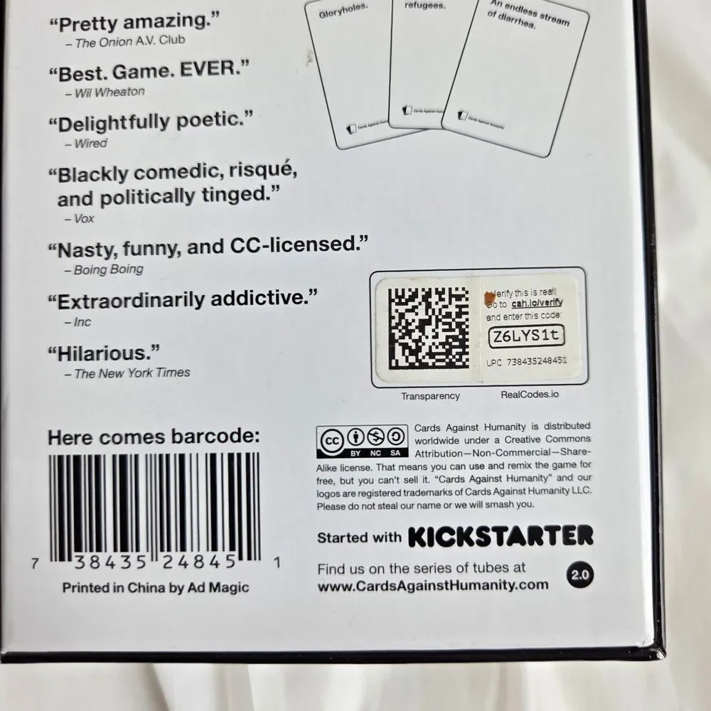 Cards Against Humanity Party Card Game Adult Humor Complete Game Set
